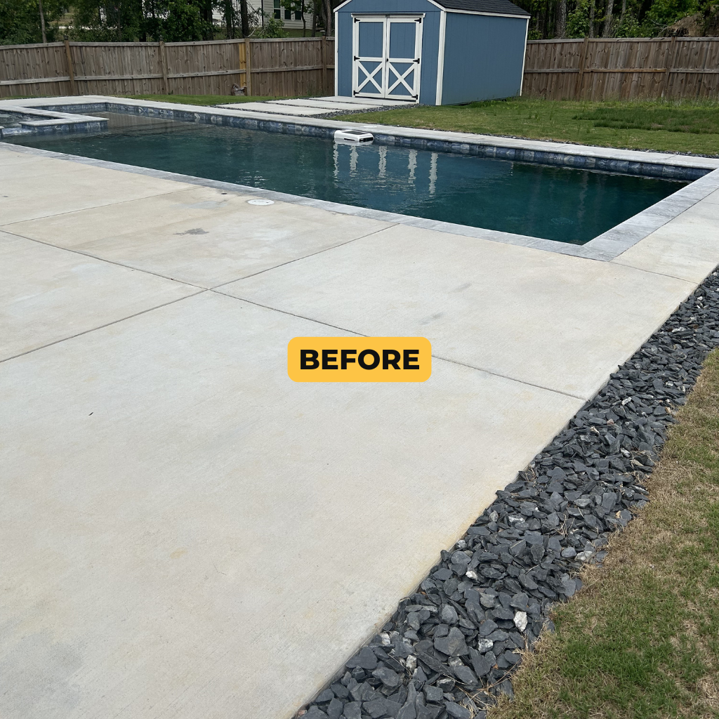 C Carlton Before Image Pool Deck Coating before Titan Concrete Coatings in Augusta