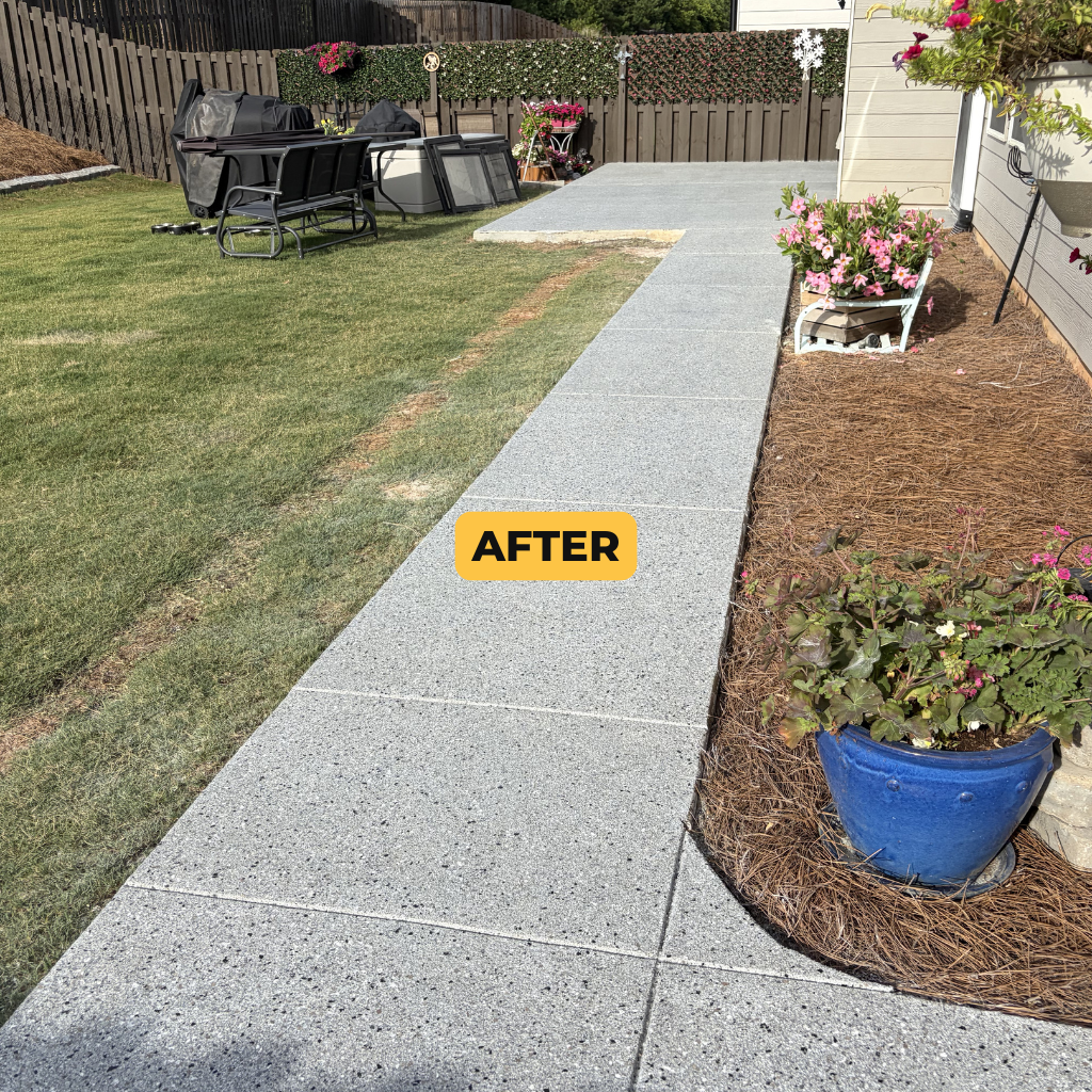 G Poole After Sidewalk and Patio Image Sidewalk and patio after Titan Concrete Coatings installation